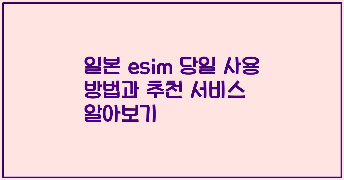 일본 esim 당일 사용 방법과 추천 서비스 알아보기