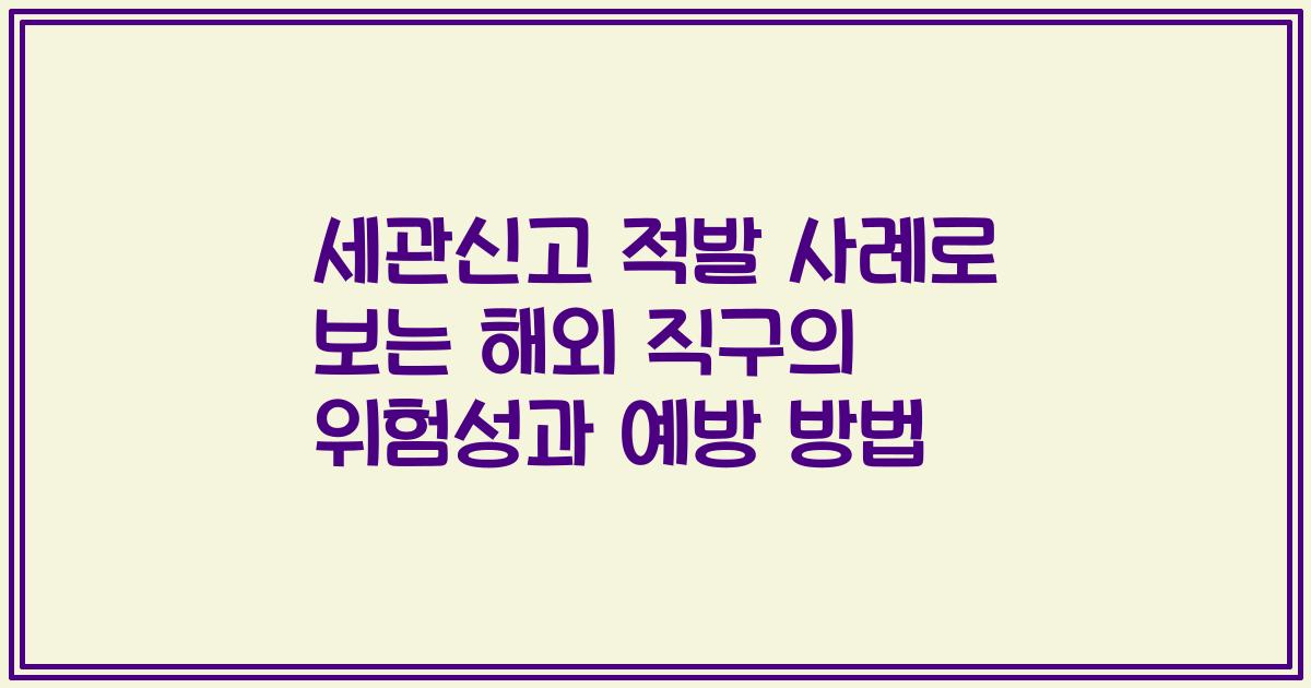 세관신고 적발 사례로 보는 해외 직구의 위험성과 예방 방법