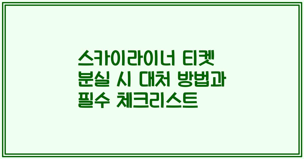 스카이라이너 티켓 분실 시 대처 방법과 필수 체크리스트