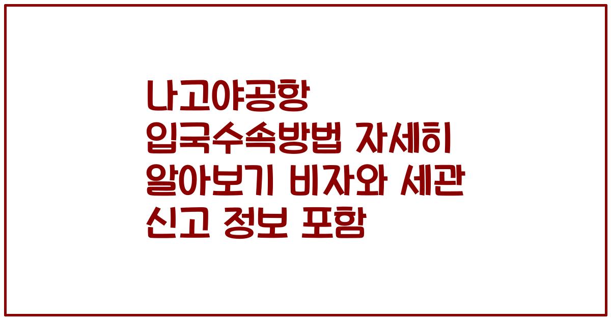 나고야공항 입국수속방법 자세히 알아보기 비자와 세관 신고 정보 포함